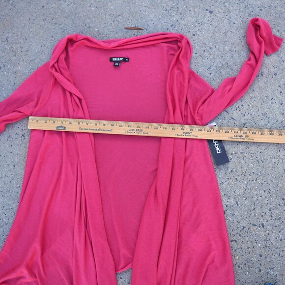 NWT DKNY Silk Cashmere Cardigan M/L Pink High-Low Open Front Cozy Knit $195 - Picture 8 of 16
